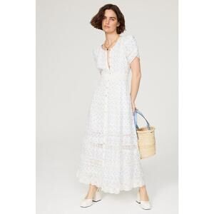 LoveShackFancy Blue Tamsin Dress Size 0 with Holes and Open Seam